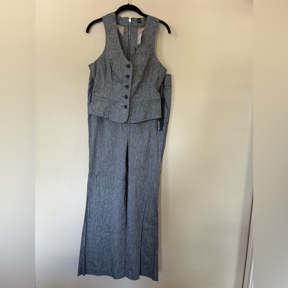 NWT Bebe Cut Out Vest and Wide Leg Pant Suit Set Medium 8